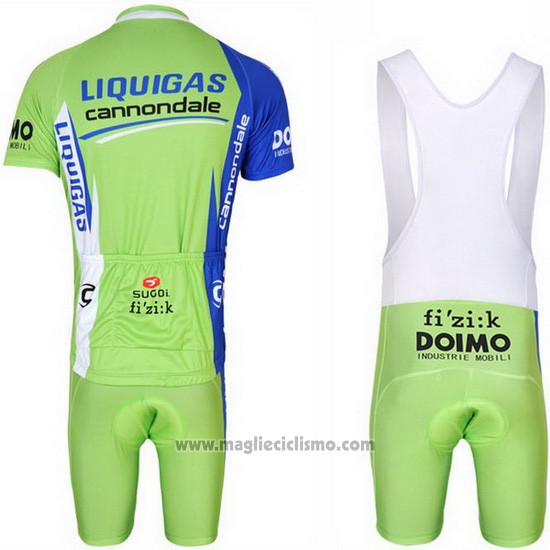 2013 Abbigliamento Ciclismo Liquigas Cannondale Bianco e Verde Manica Corta e Salopette